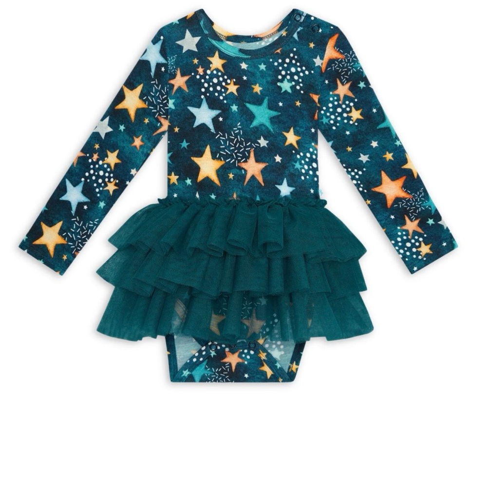 NWT Posh Peanut Baby Girl’s Rogan Star Print Tulle Skirt Bodysuit